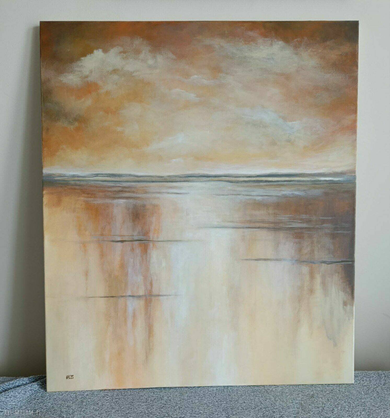 Pejzaż w brązach, złocie i pomarańczach - obraz akrylowy 70x60 cm