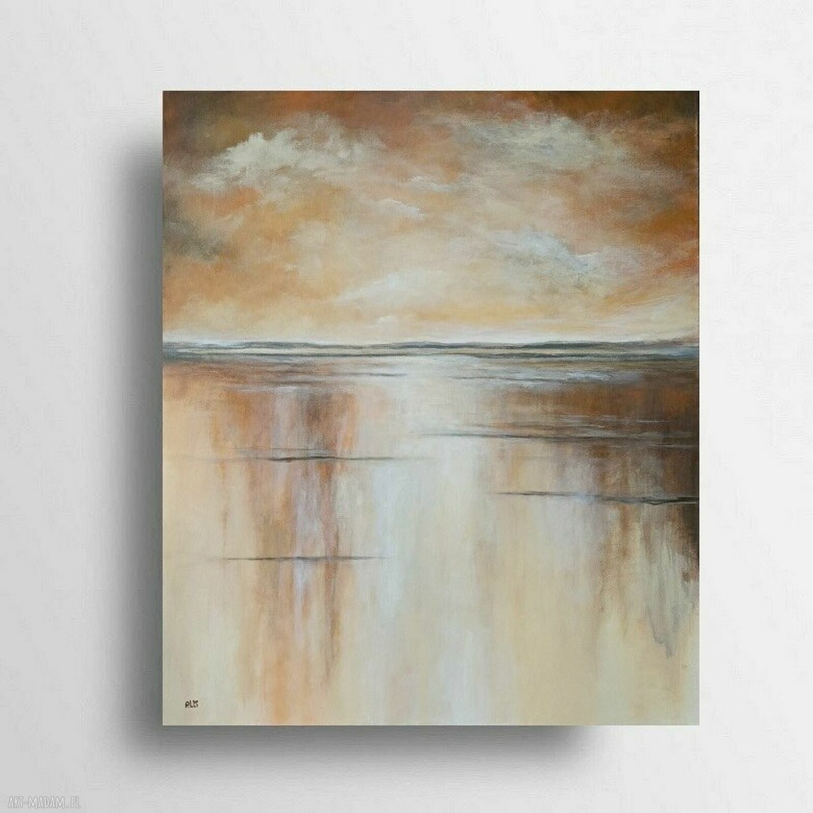 Pejzaż w brązach, złocie i pomarańczach - obraz akrylowy 70x60 cm na płótnie