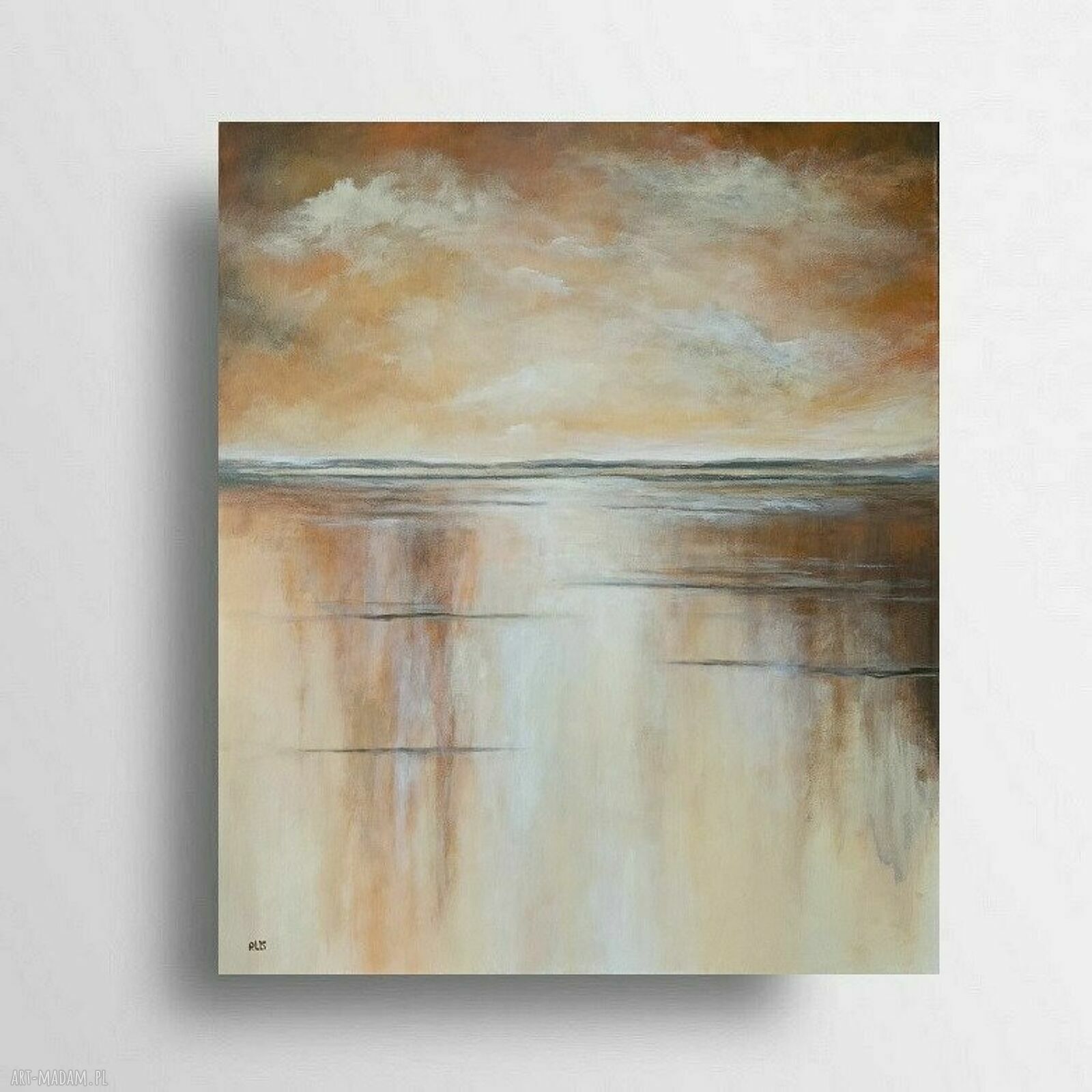 Pejzaż w brązach, złocie i pomarańczach - obraz akrylowy 70x60 cm