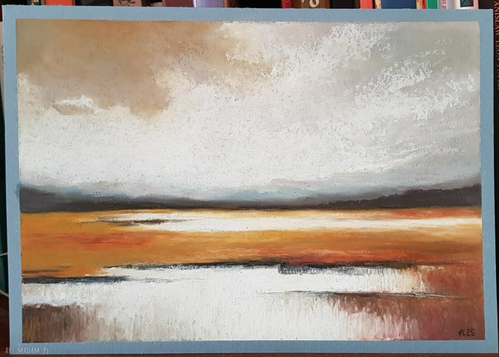 Pejzaż w formacie A4 - pastele olejne na papierze Rembrandt, bez ramy