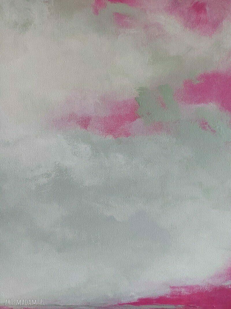 Pejzaż kwadrat 60x60 cm w różach i zieleniach - obraz akrylowy