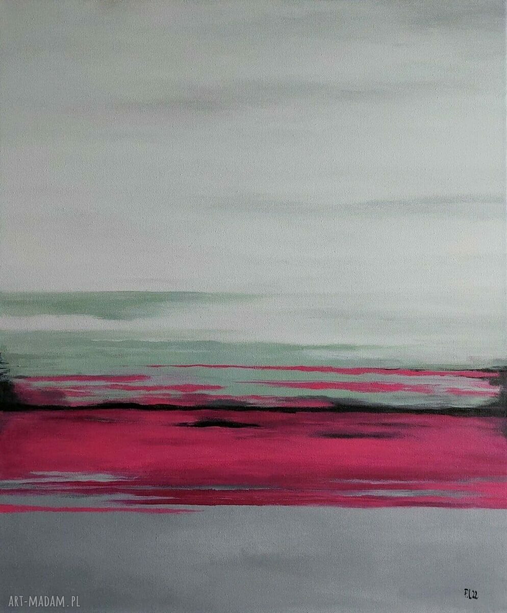 Pejzaż w różach i zielniach - obraz akrylowy 50x60 cm