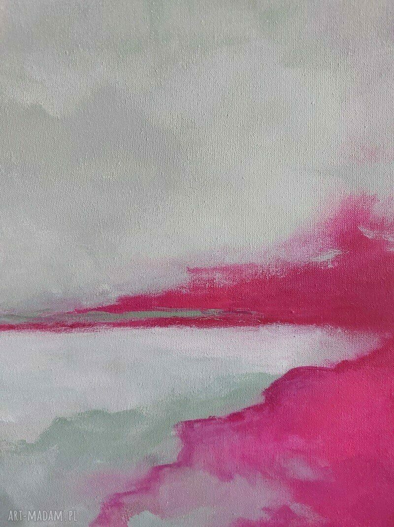 Pejzaż kwadrat 60x60 cm w różach i zieleniach - obraz akrylowy