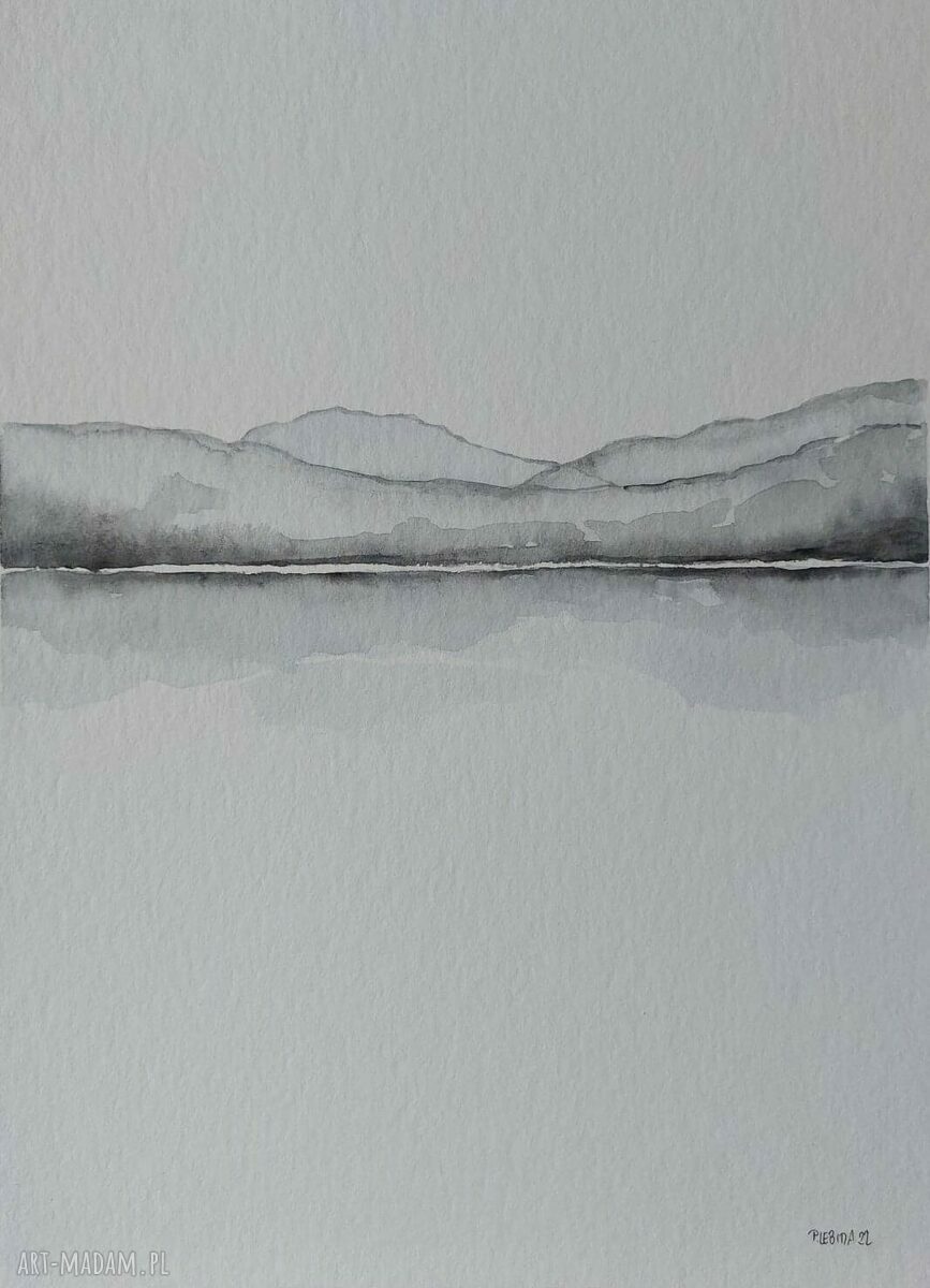 Pejzaż w szarościach - akwarela 24/32 cm