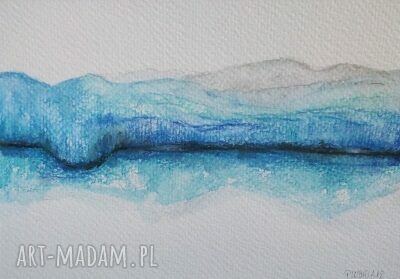 Pejzaż w turkusach - akwarela Paulina Lebida (12,5 x 18 cm)