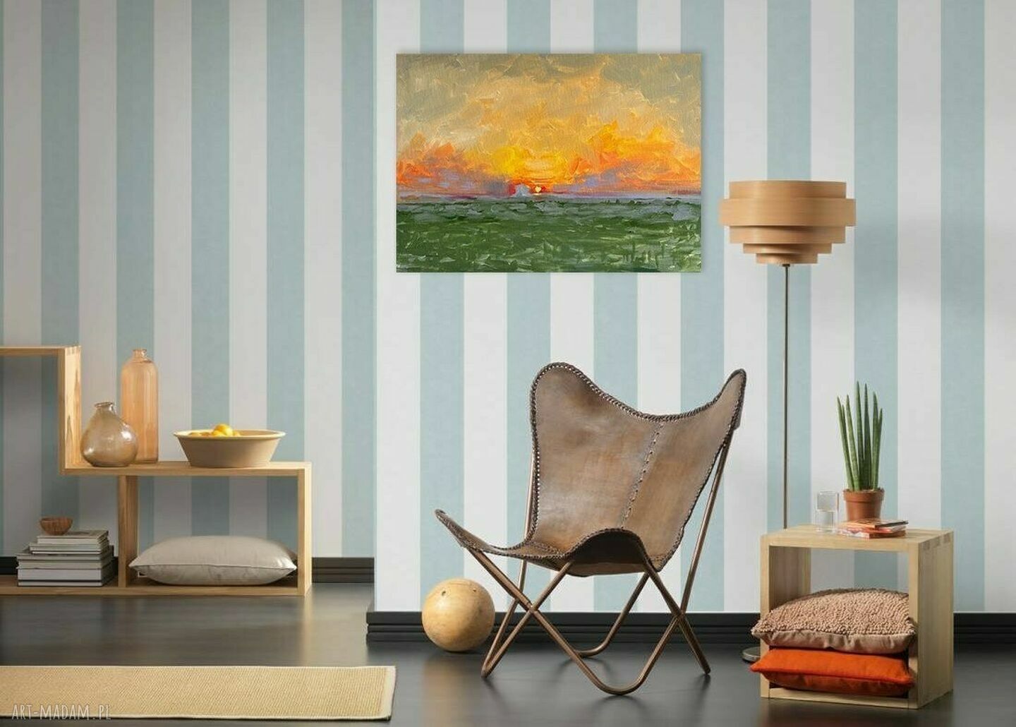 Wschód słońca w Avebury - ręcznie malowany obraz olejny na płótnie 70x50 cm