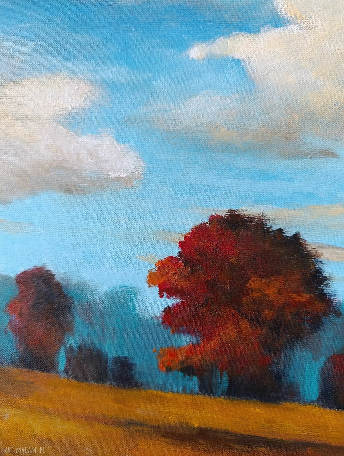 Pejzaż z drzewami - obraz akrylowy 30x40 cm na płótnie