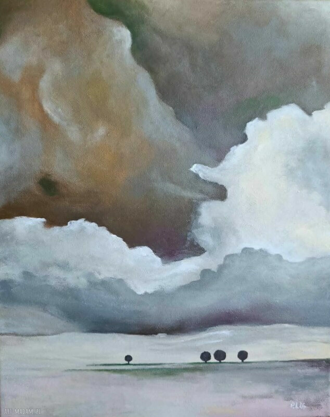 Pejzaż z drzewami - obraz akrylowy 50x40 cm Paulina Lebida