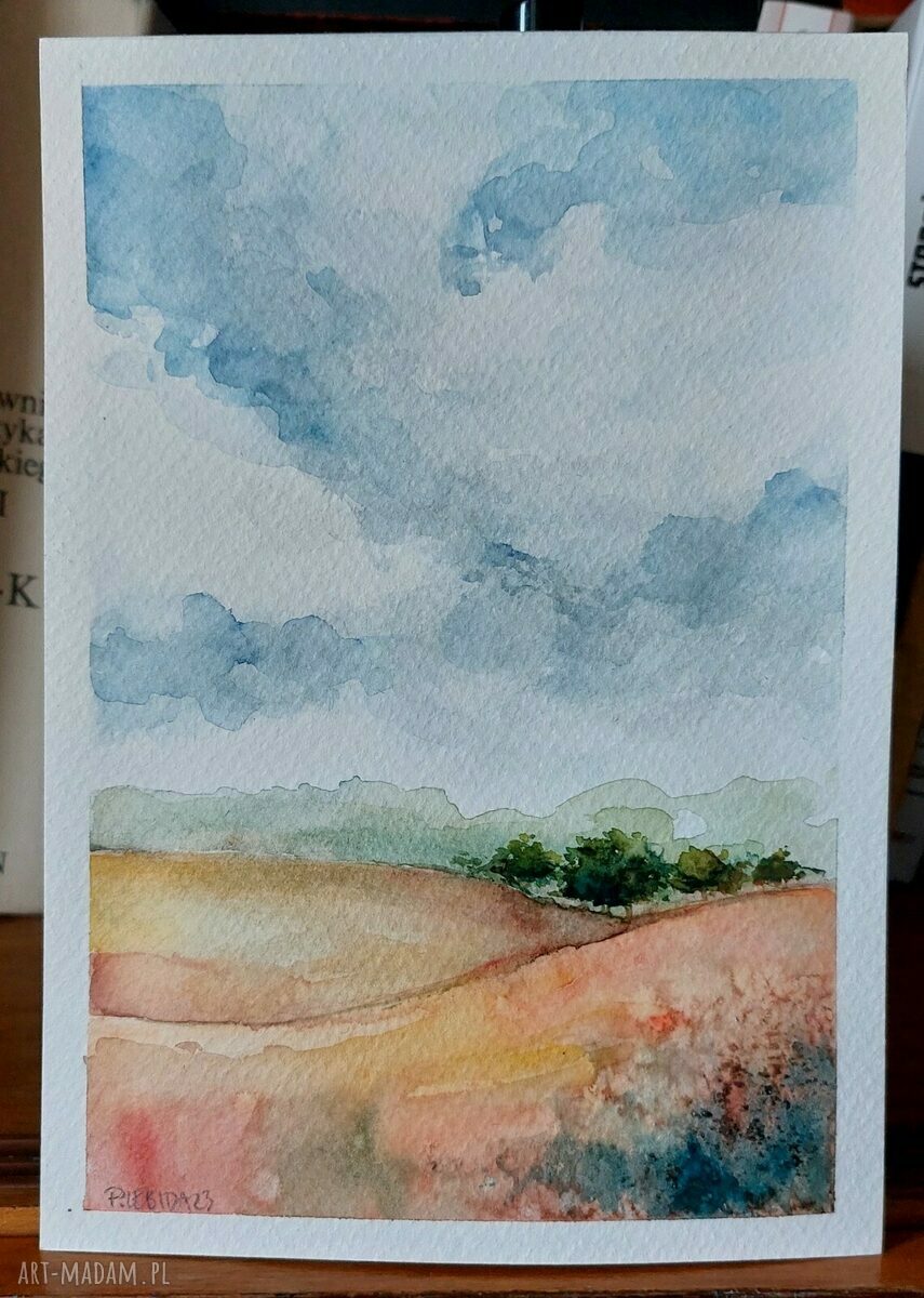 Oryginalna akwarela z drzewami w formacie A5 (sygnowana)