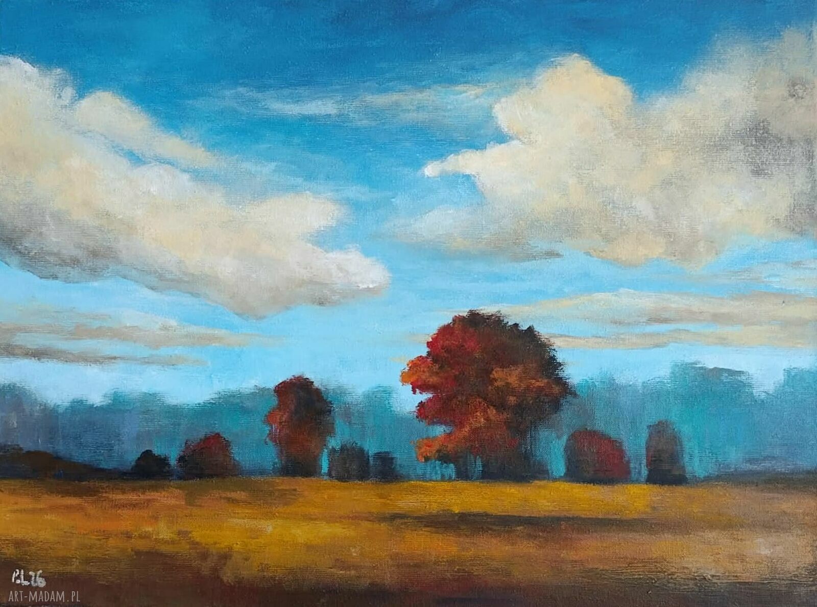 Pejzaż z drzewami - obraz akrylowy 30x40 cm na płótnie