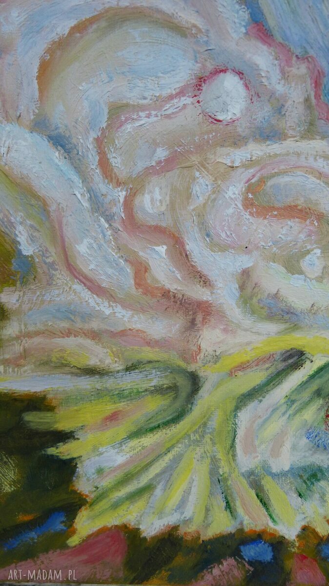 Pejzaż z kryształem - surrealistyczny obraz olejny na płótnie 50 x 40 cm
