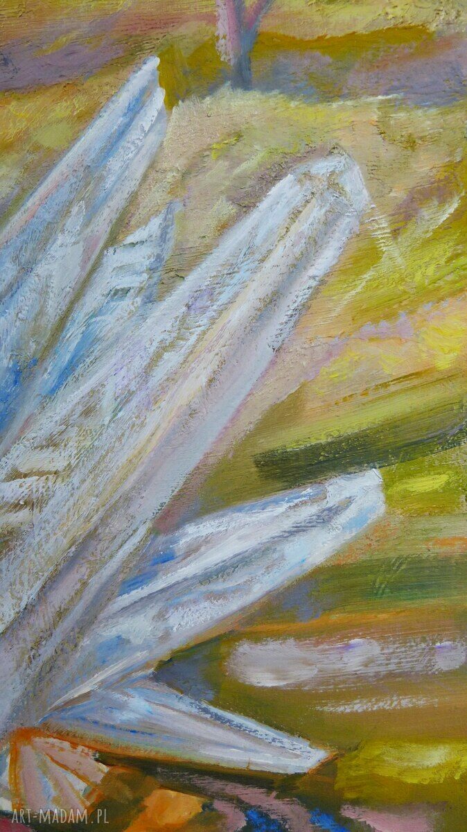 Pejzaż z kryształem - surrealistyczny obraz olejny na płótnie 50 x 40 cm