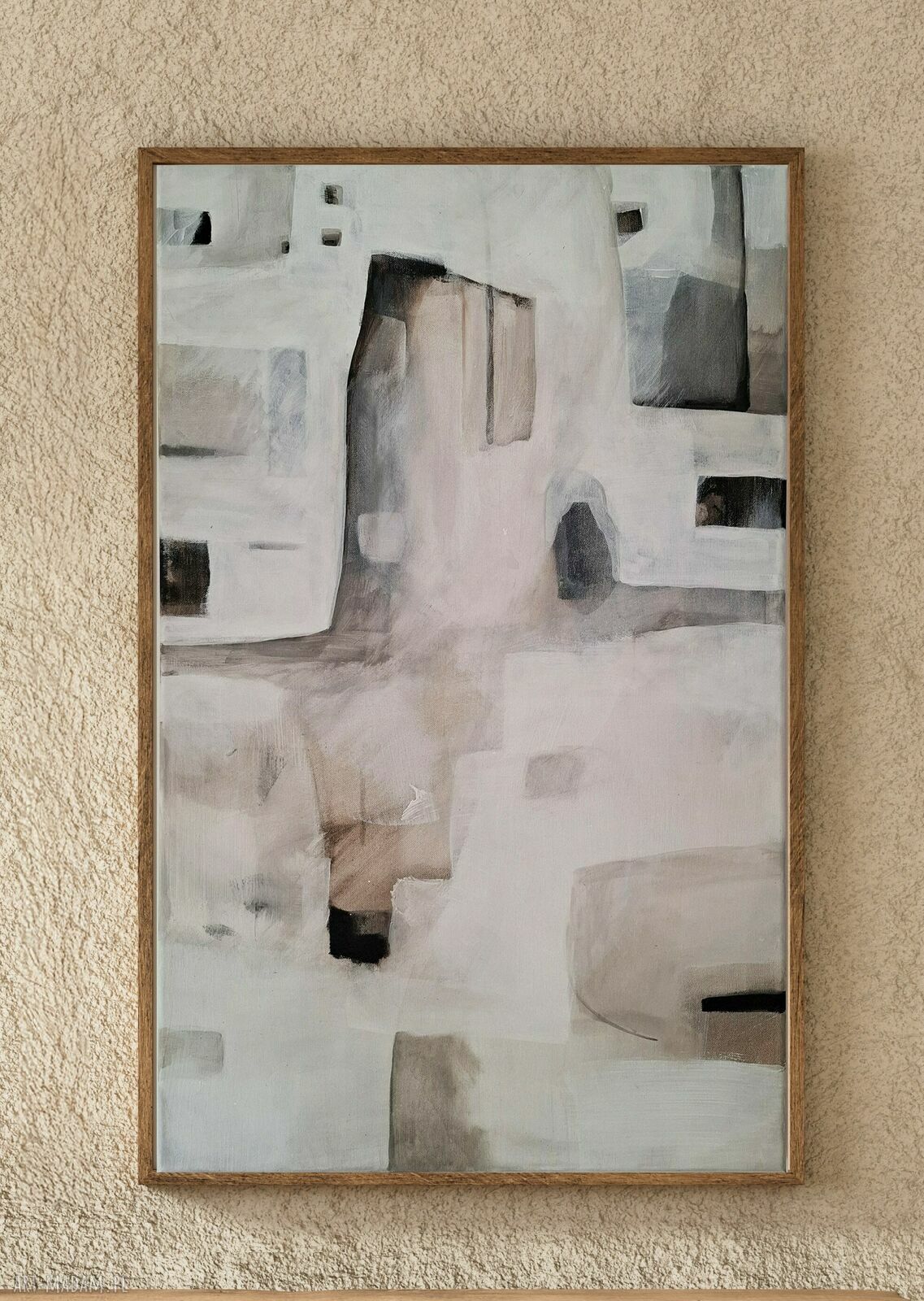 Pejzaż zimowy w abstrakcyjnym minimalizmie - akryl na płótnie 80x50 cm