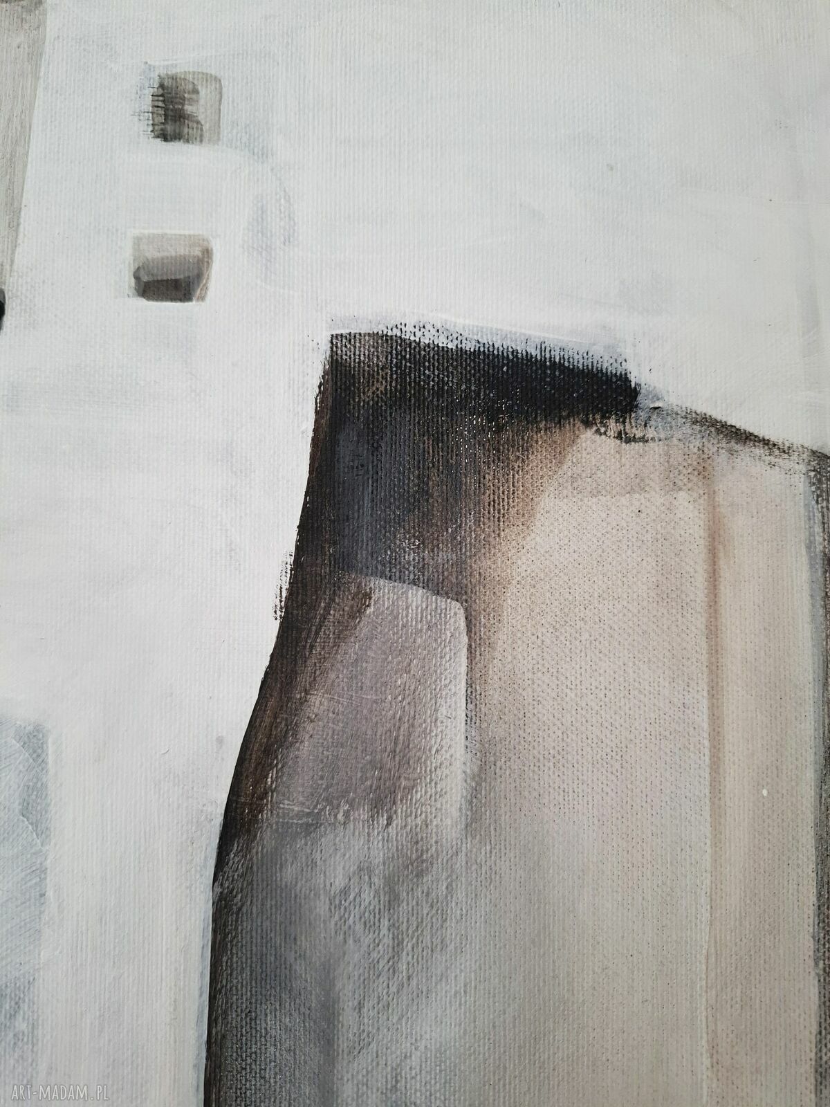 Pejzaż zimowy w abstrakcyjnym minimalizmie - akryl na płótnie 80x50 cm