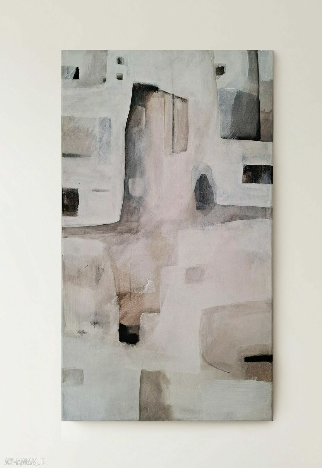Pejzaż zimowy w abstrakcyjnym minimalizmie - akryl na płótnie 80x50 cm