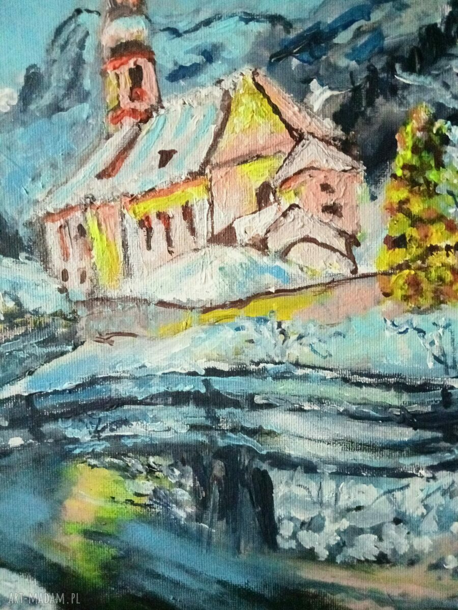 Pejzaż zimowy - obraz akrylowy 30x30 cm