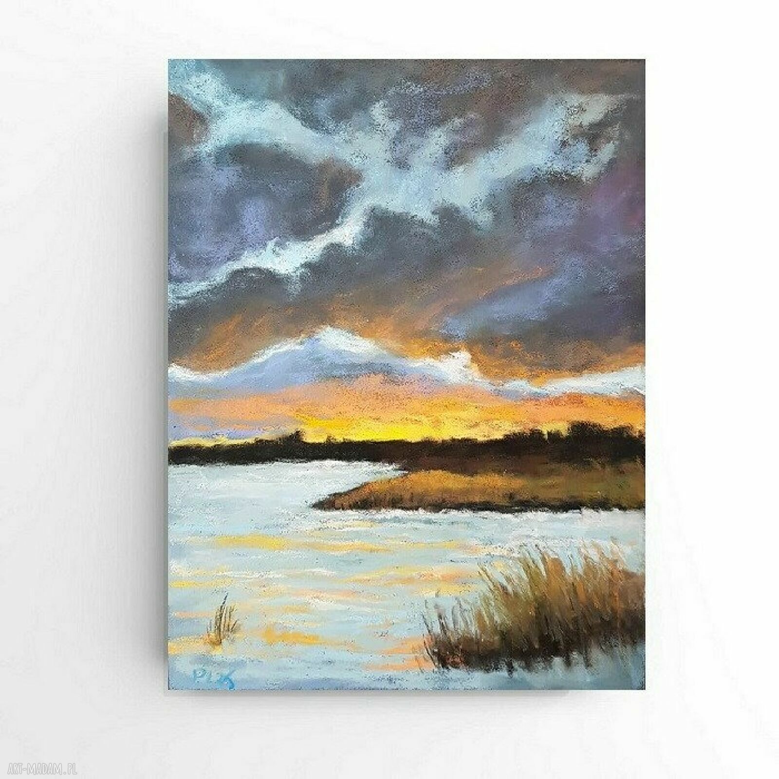 Pejzaż zimowy - obraz z pasteli suchych 24x18 cm
