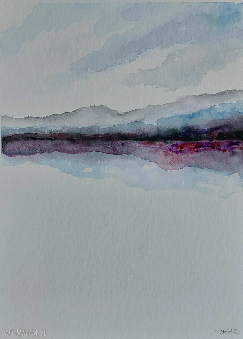 Pejzaże - komplet 4 akwarele z tuszem, każdy format 24x32 cm (bez oprawy)