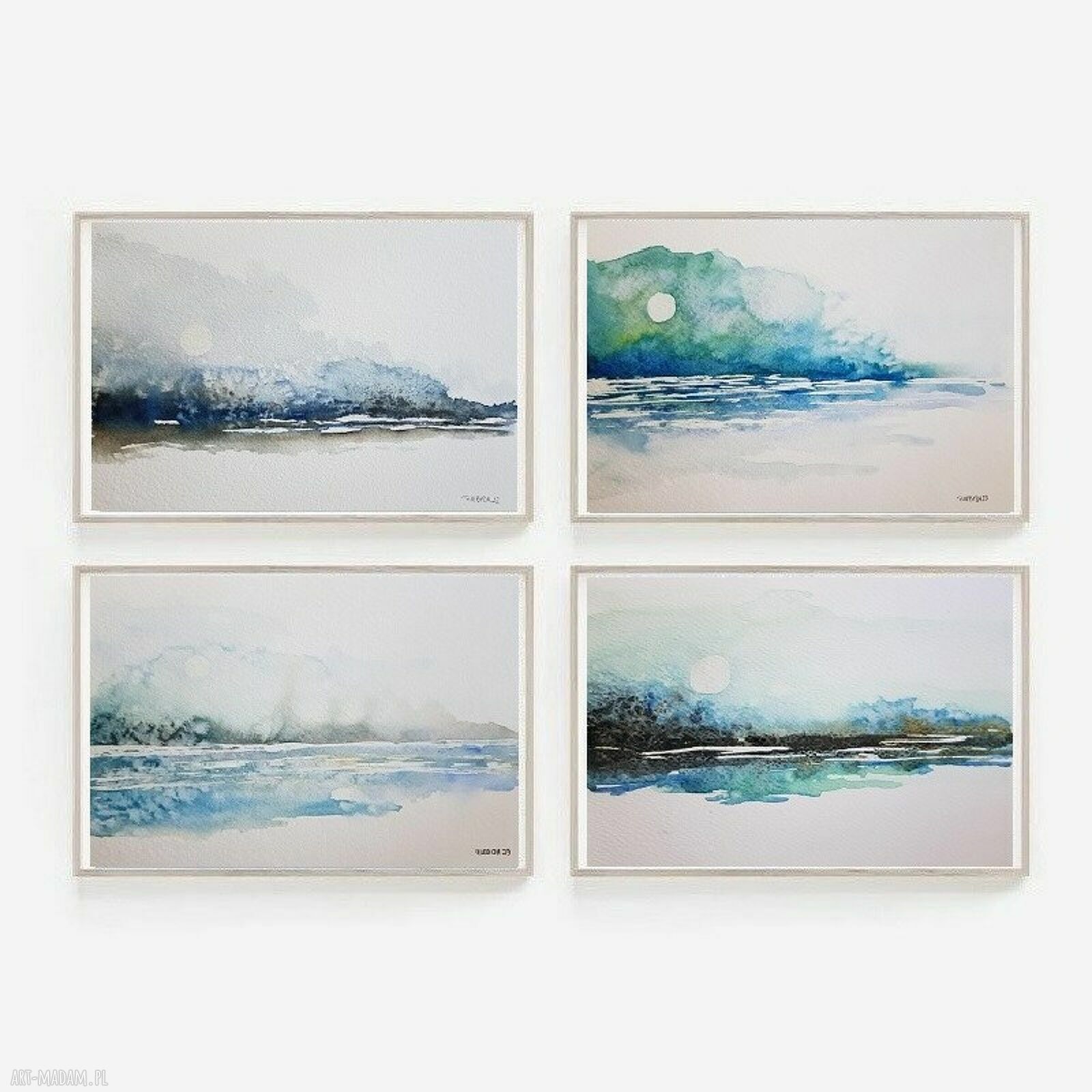 Pejzaże - zestaw 4 akwareli A5 papier 300 g/m2