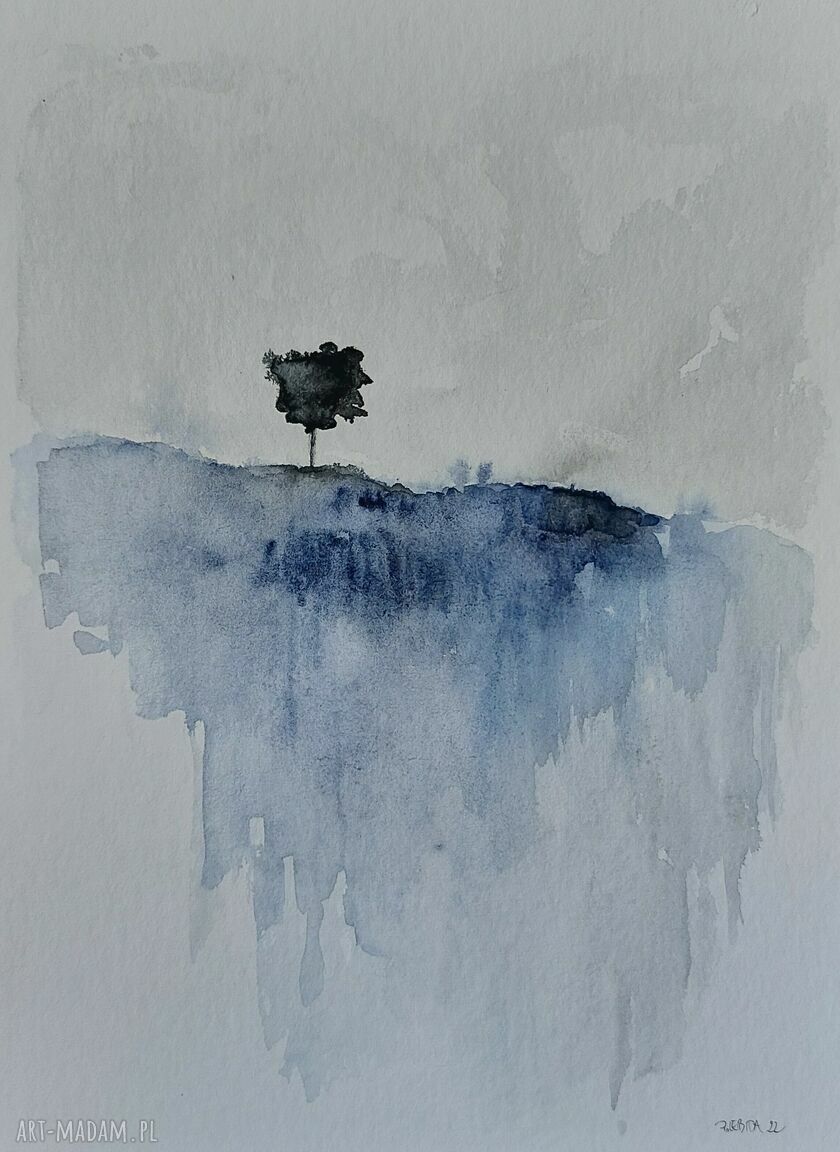 Pejzaże - komplet 4 akwarele z tuszem, każdy format 24x32 cm (bez oprawy)