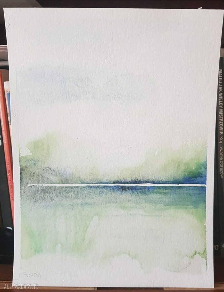 Cztery pejzaże w akwareli - komplet 4 obrazów 32/24 cm
