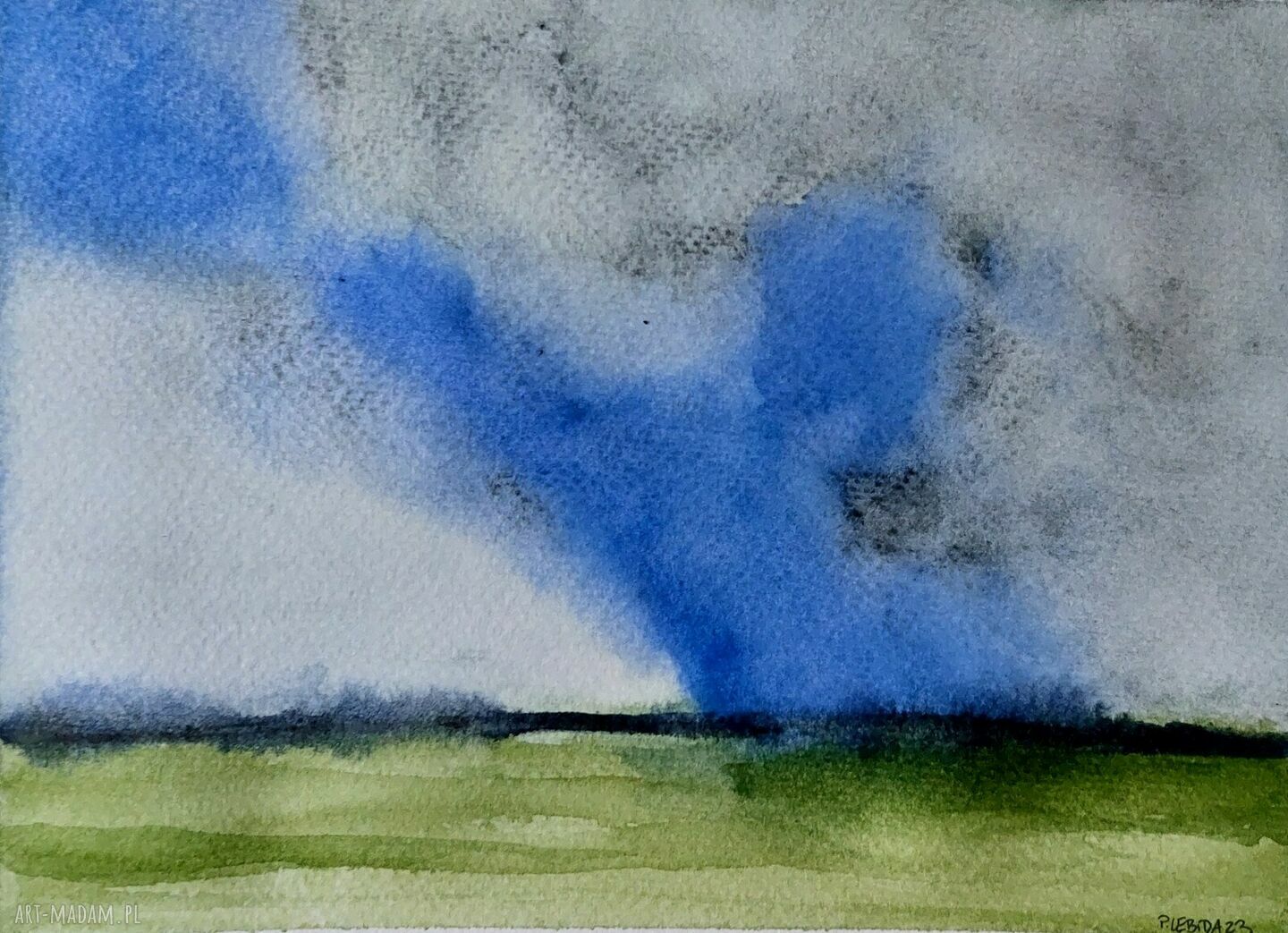 Dwa pejzaże 24 x 18 cm - akwarele Pauliny Lebidy (komplet)