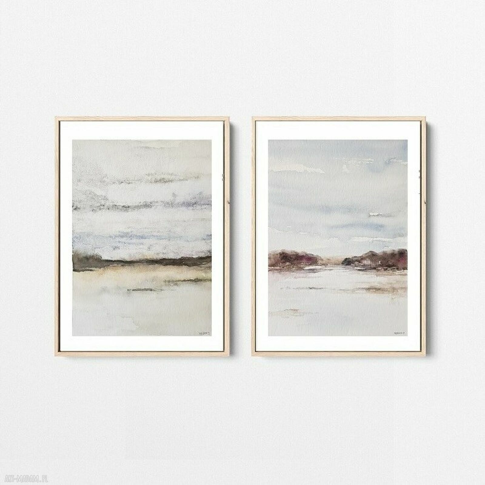 Dwie oryginalne akwarele pejzaż 32x24 cm - komplet Paulina Lebida