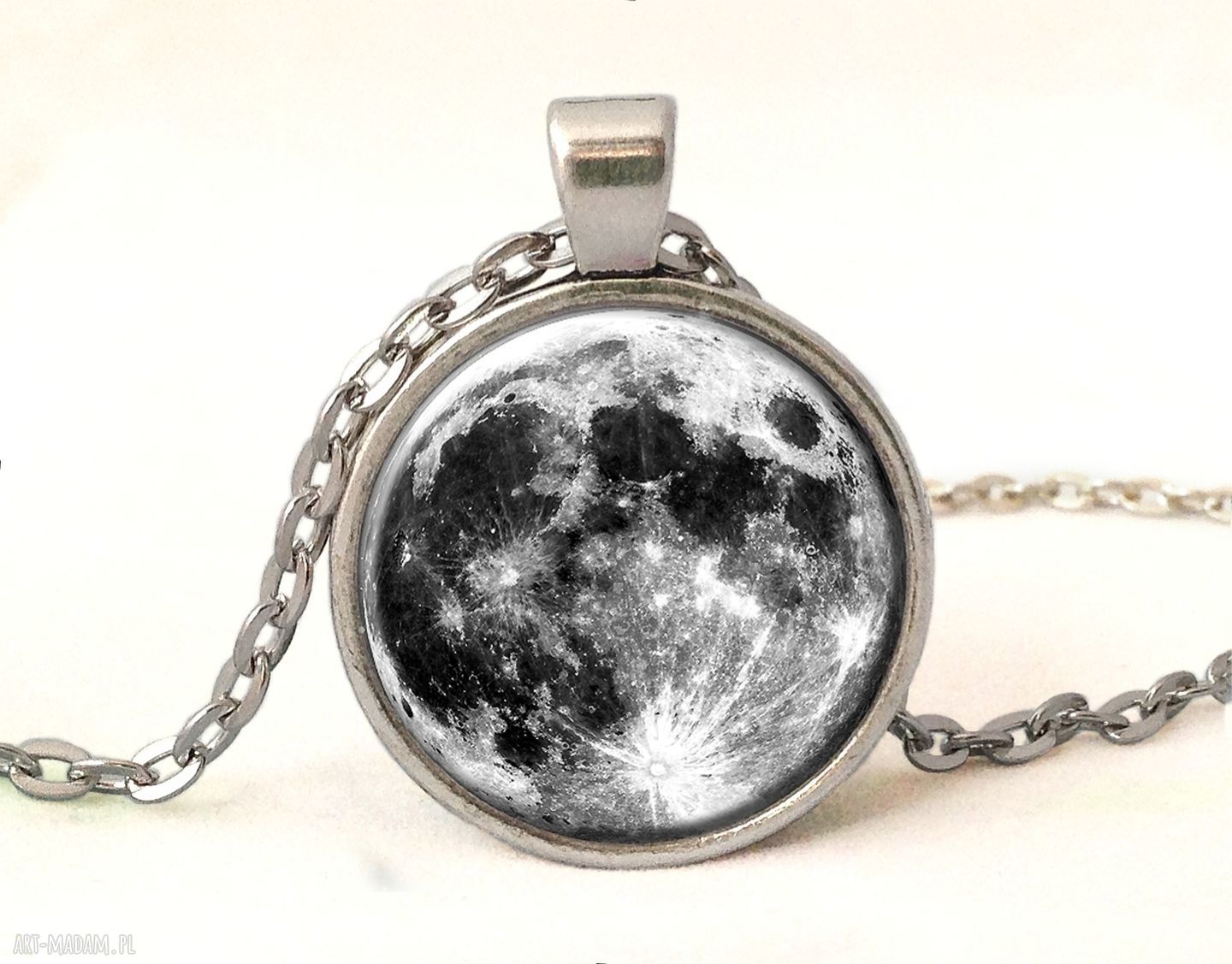 Pełnia księżyca medalion łańcuszkiem księżyc kosmos prezent