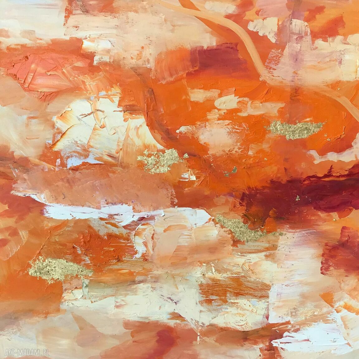 Pełnia światła i ciepła obraz olejny 120x100 cm z pozłacanymi akcentami