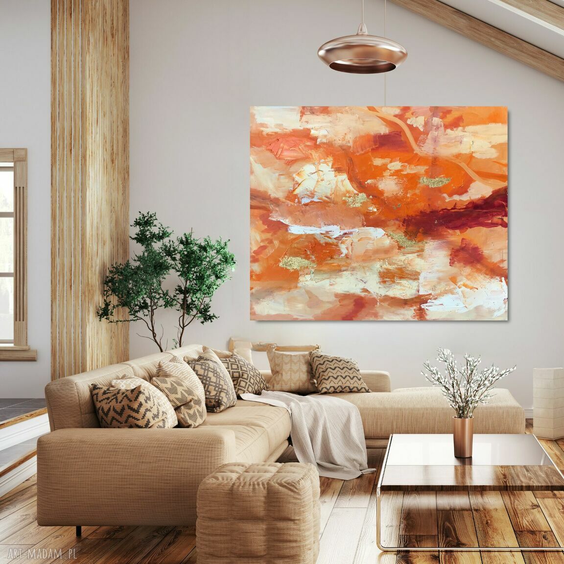 Pełnia światła i ciepła - obraz olejny 120x100 cm do salonu