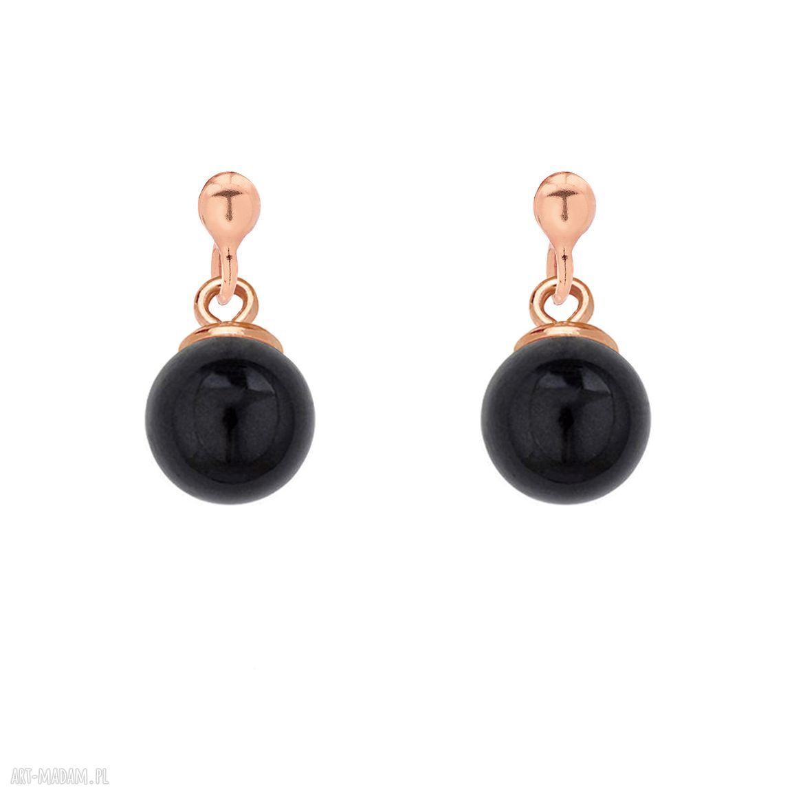 Kolczyki różowego złota czarną perłą swarovski® crystal zawieszki