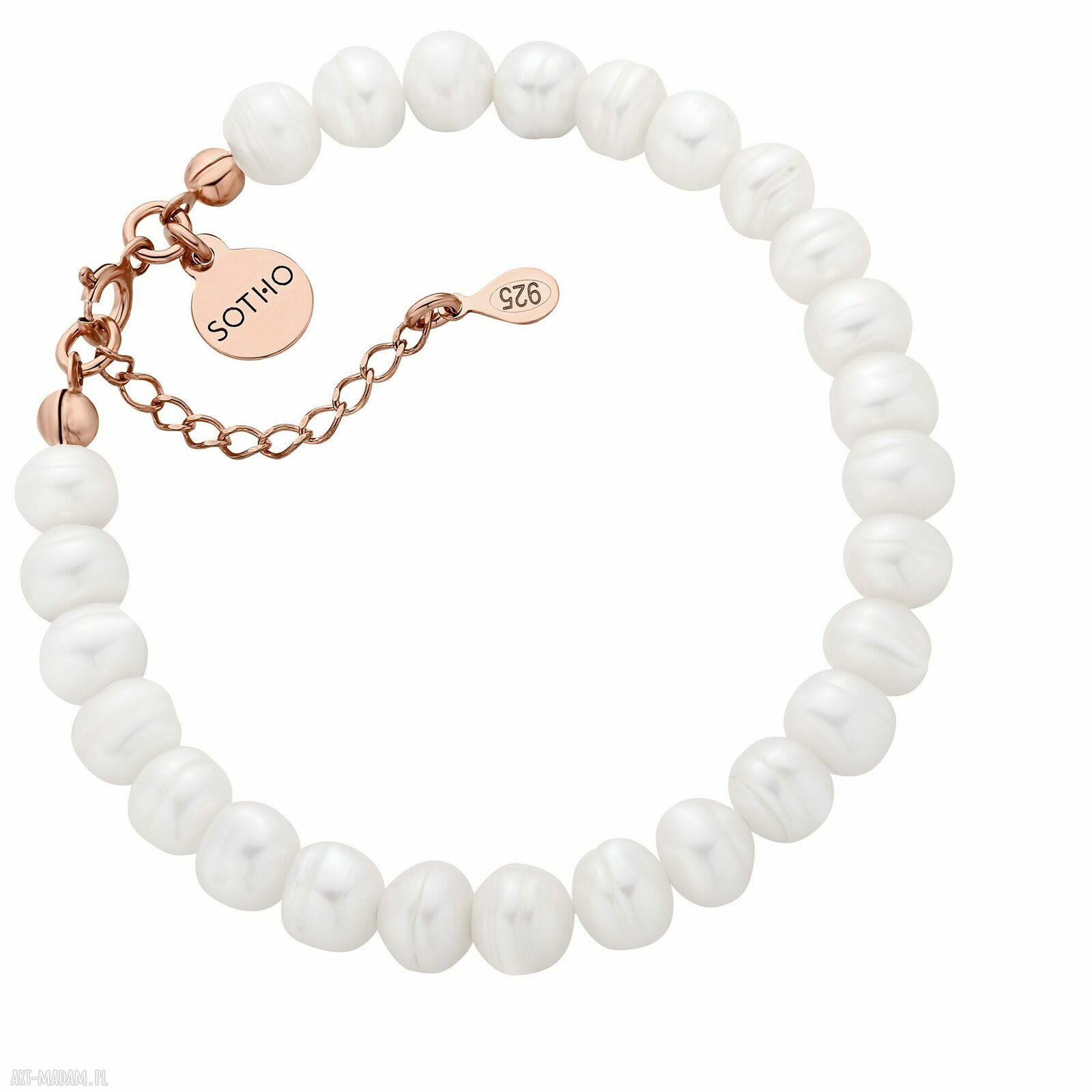 Bransoletka różowego złota pereł naturalnych perła perłami