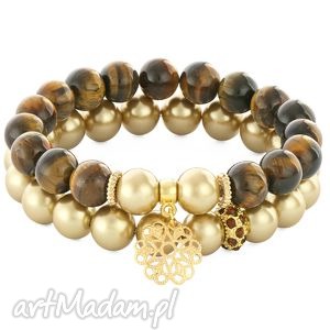 lavoga golden pearl & tiger eye with pendant & bead