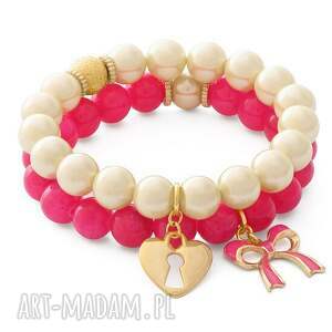 pink jade & cream pearl with pendants