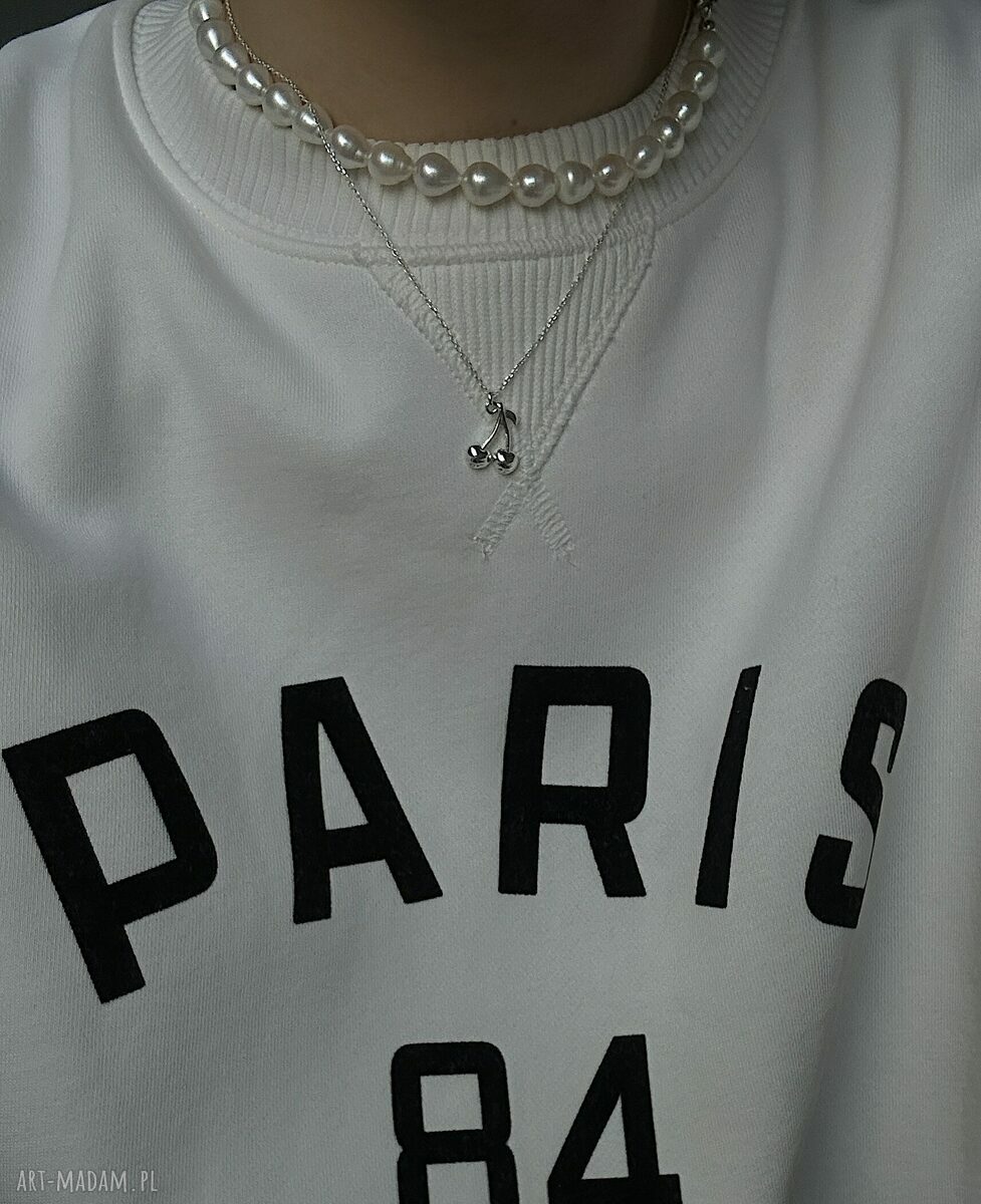 naszyjniki: Srebrny naszyjnik z pereł naturalnych Handmade