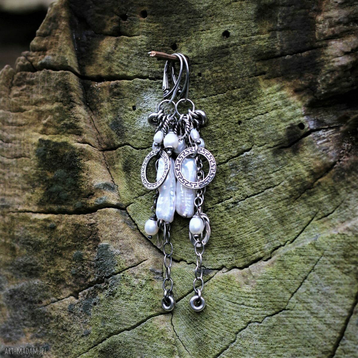 Kolczyki Perłowe szaleństwo z naturalnymi perłami - srebro 925 (ok. 9 cm)