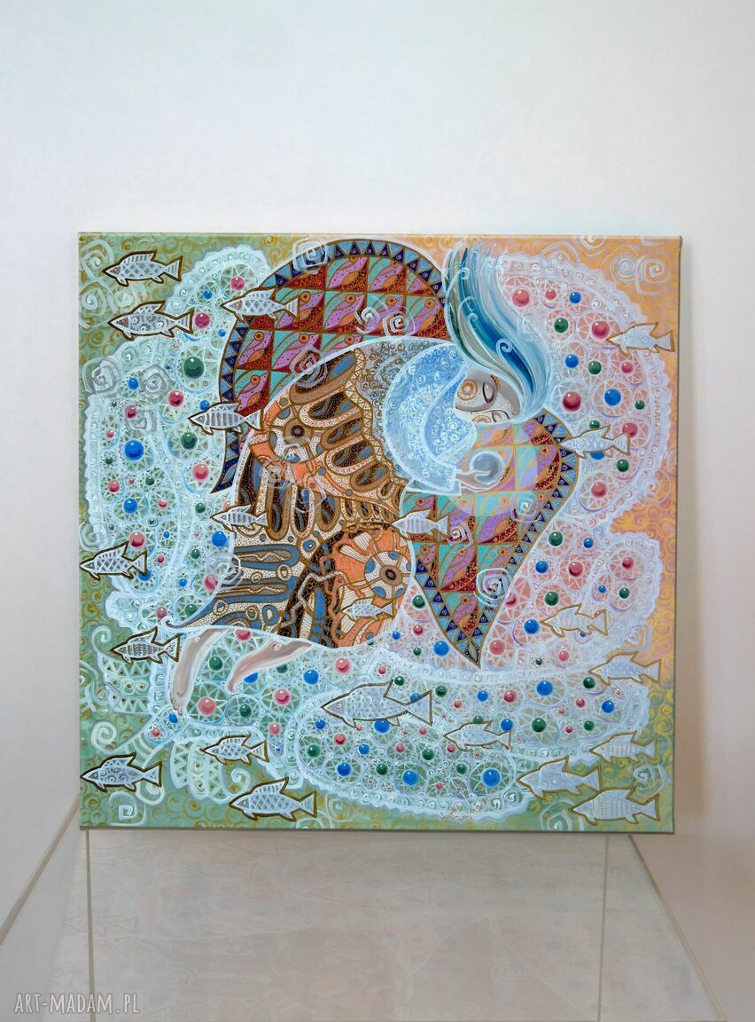 Perłowy sen - obraz giclee na płótnie canvas z aniołem i morskimi rybami (Marina Czajkowska)