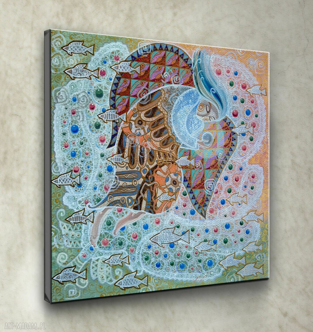 Perłowy sen - obraz giclee na płótnie canvas z aniołem i morskimi rybami (Marina Czajkowska)