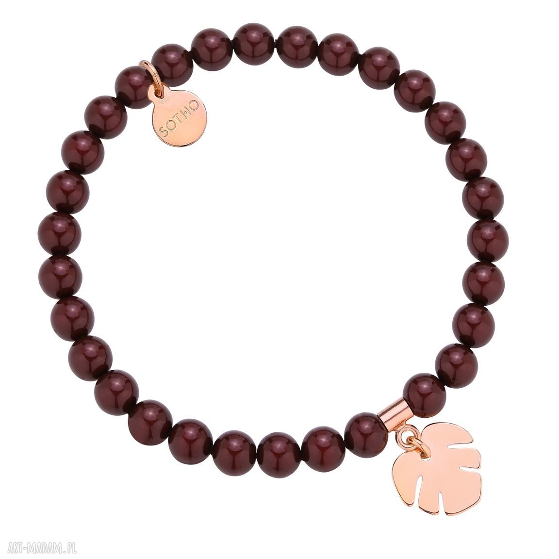 Bransoletka pereł swarovski® crystal monsterą różowego złota