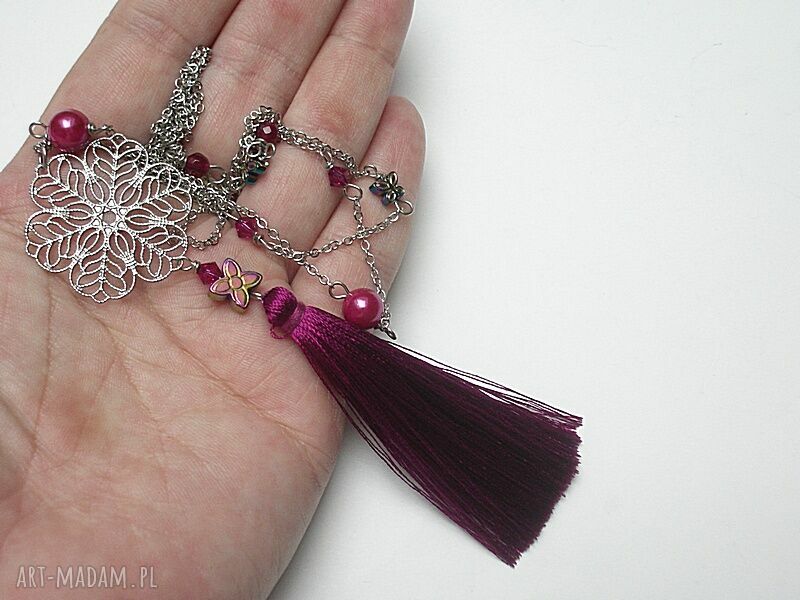 Alloys Collection BOHO naszyjnik z perłami Majorka, jadeitem i Swarovski (stal szlachetna)