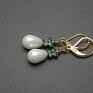 handmade kolczyki pearls white and butterfly mint