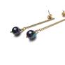 modne kolczyki stal szlachetna stick /navy blue pearls/ alloys