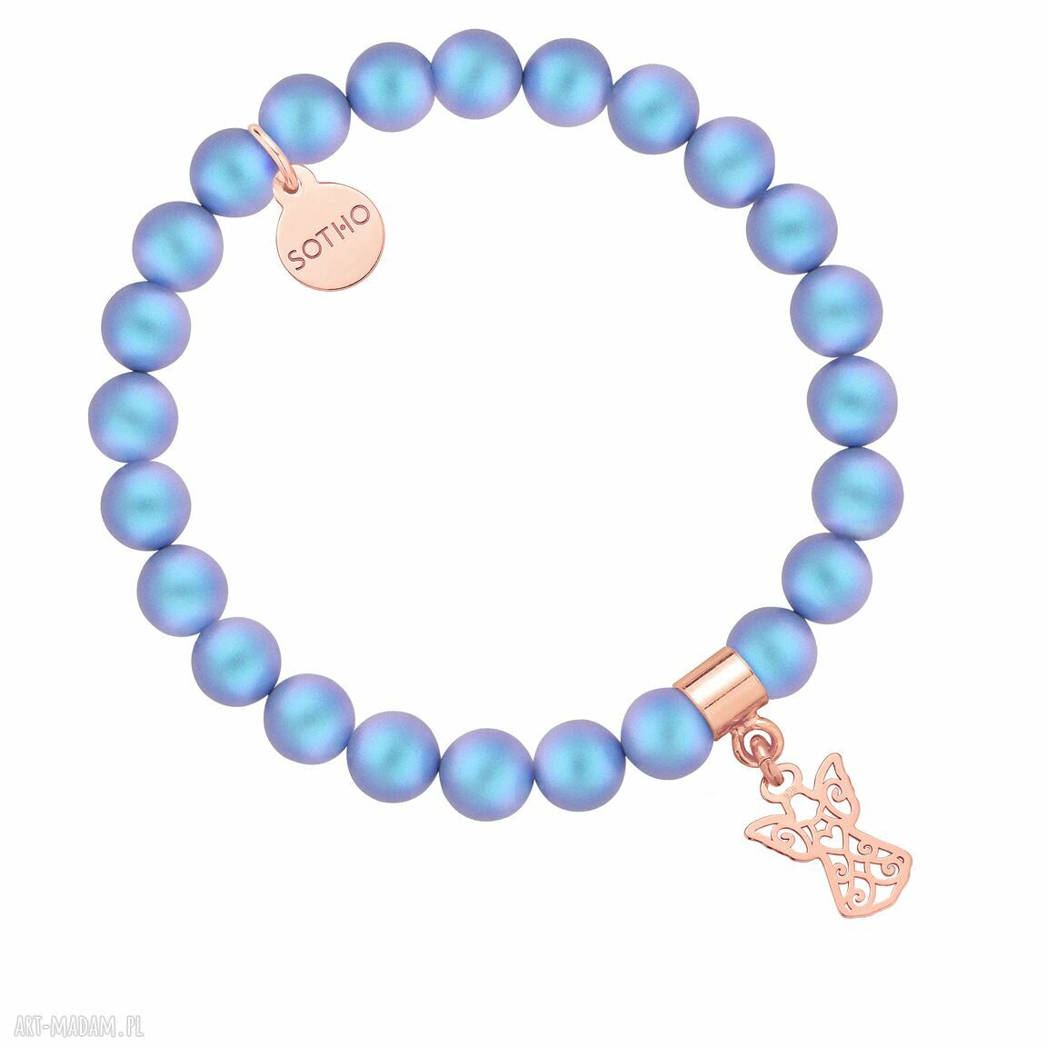 Prezent. Niebieska bransoletka pereł swarovski® crystal ażurowym