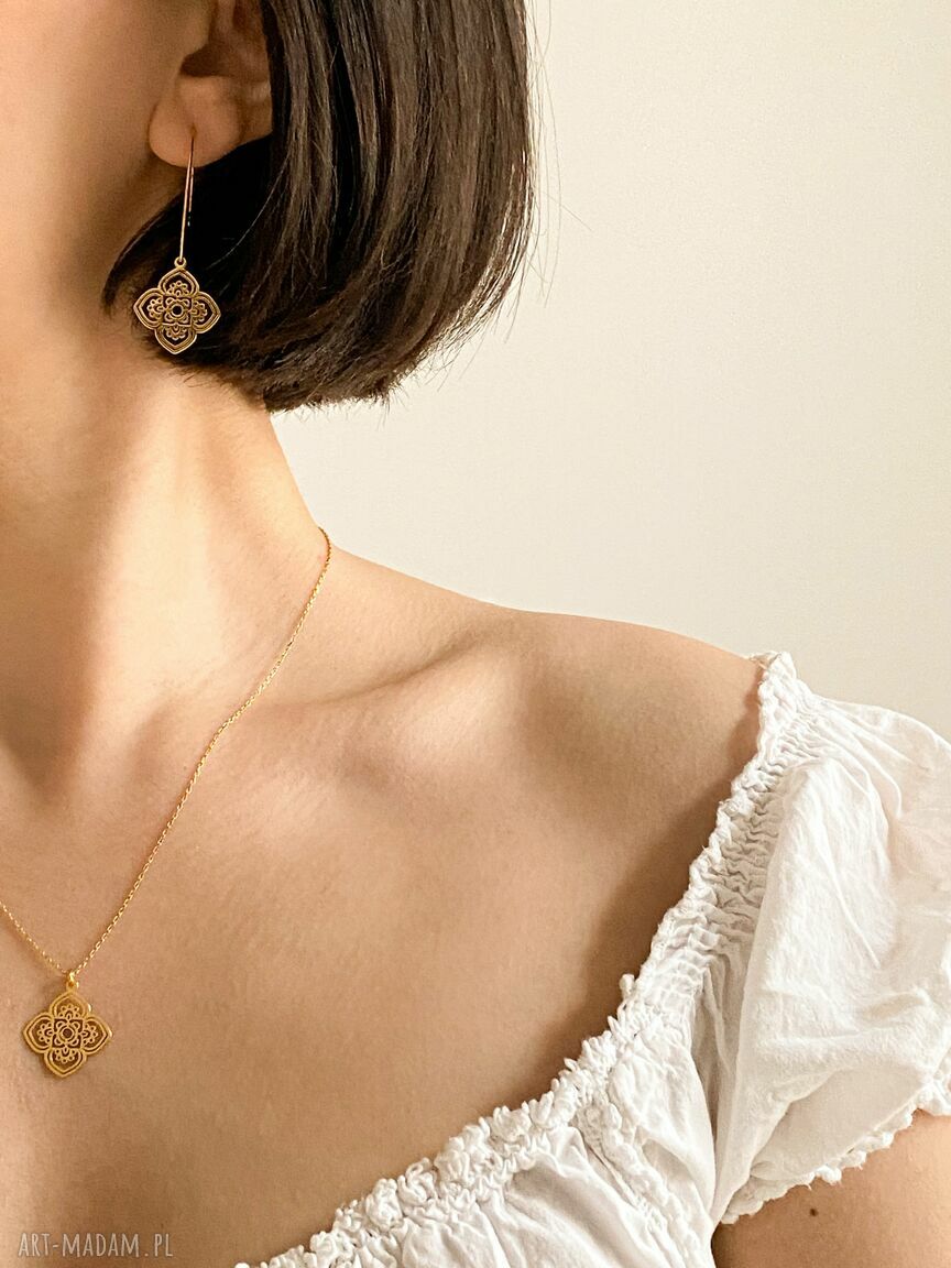 kolczyki: Złote kolczyki z dużymi rozetami HandMade