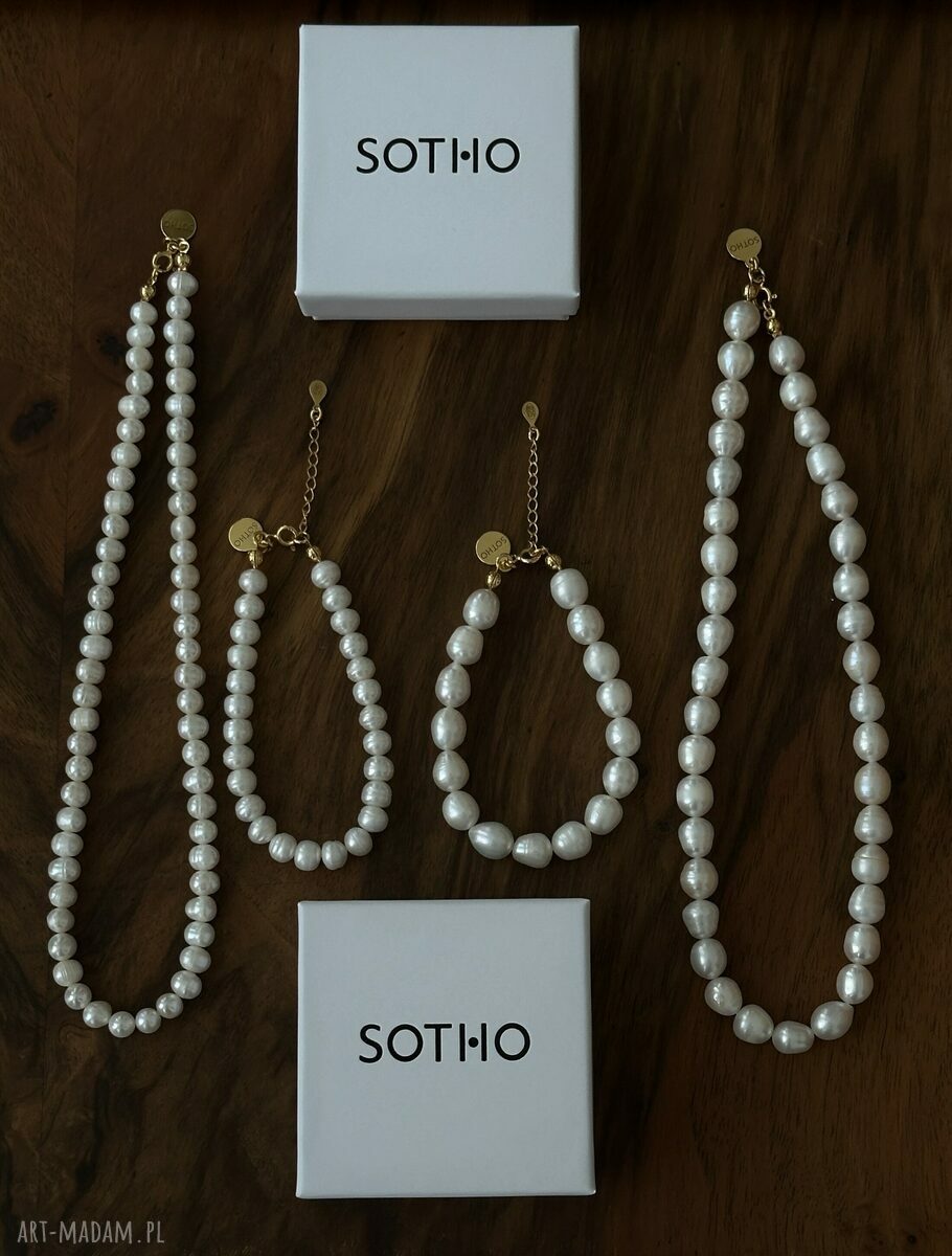 naszyjniki: Złoty naszyjnik z pereł naturalnych Handmade