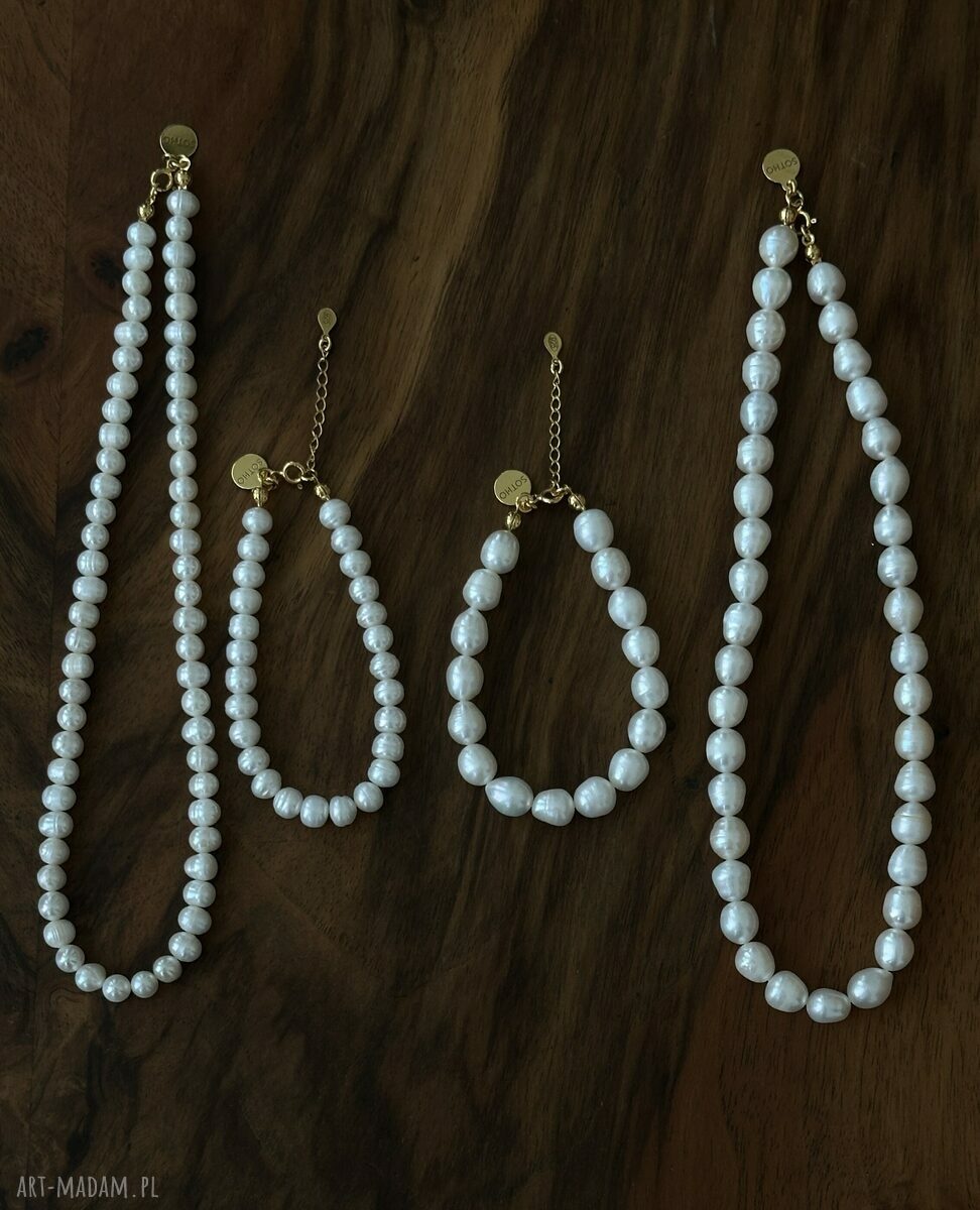 naszyjniki: Złoty naszyjnik z pereł naturalnych ręcznie robione