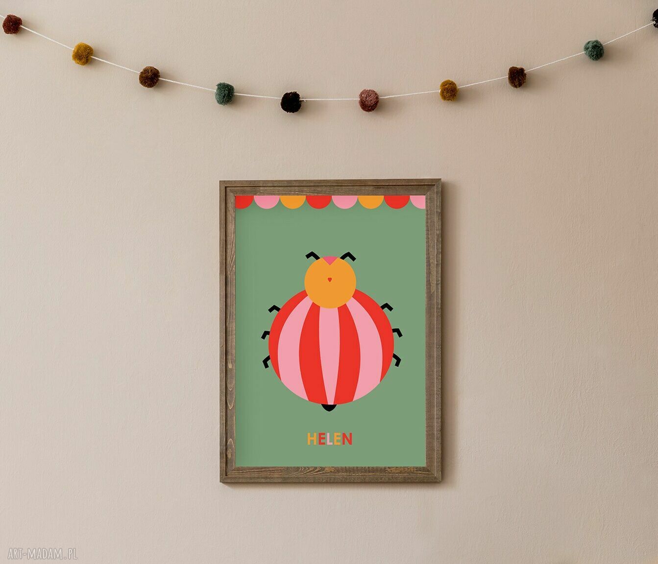 Personalizowana grafika Hellen Beetle z imieniem dziecka plakat lub obraz