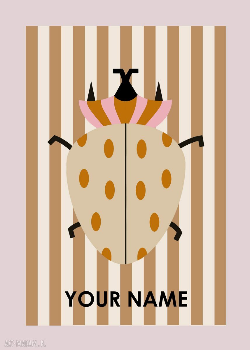 Personalizowana grafika Beetle brązowy z Twoim imieniem