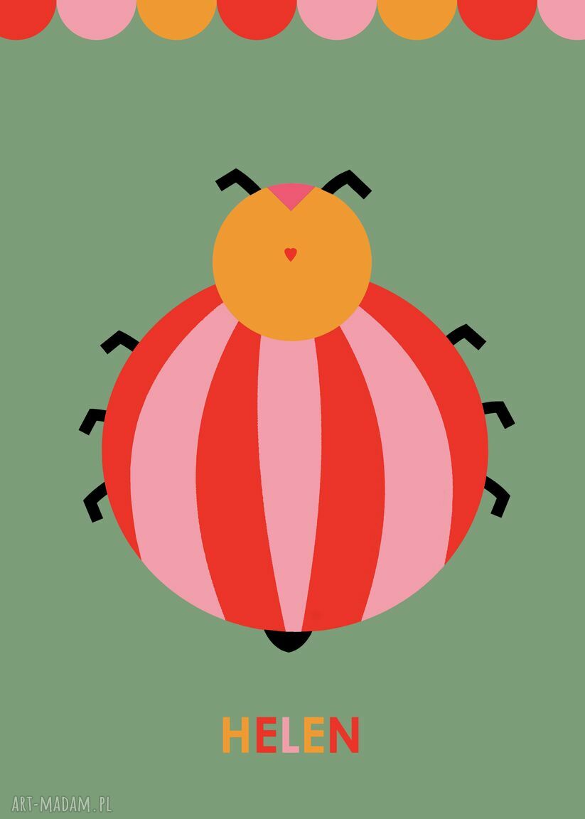 Personalizowana grafika Hellen Beetle z imieniem dziecka (plakat lub obraz)