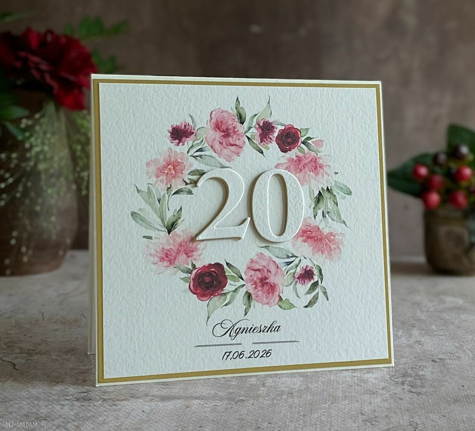 Personalizowana kartka na 20 urodziny BH 21a - elegancka pamiątka